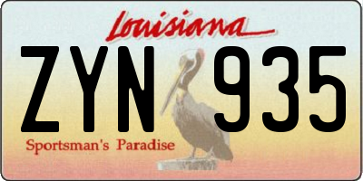 LA license plate ZYN935