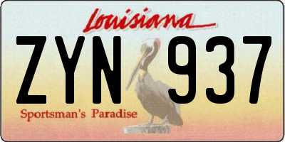 LA license plate ZYN937