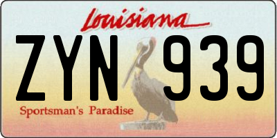LA license plate ZYN939