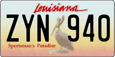 LA license plate ZYN940