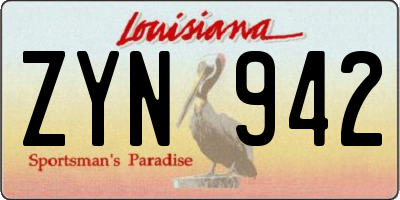 LA license plate ZYN942