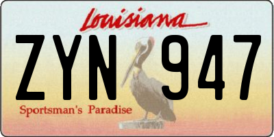 LA license plate ZYN947