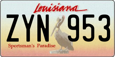 LA license plate ZYN953