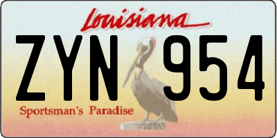 LA license plate ZYN954