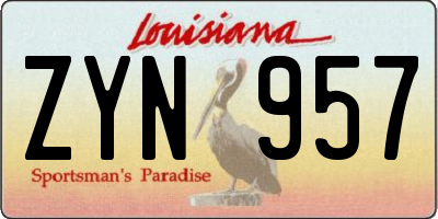 LA license plate ZYN957