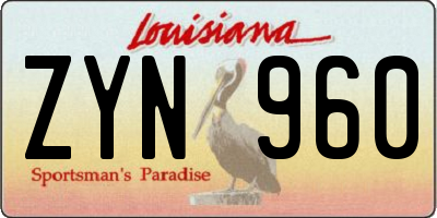 LA license plate ZYN960