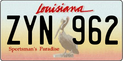 LA license plate ZYN962