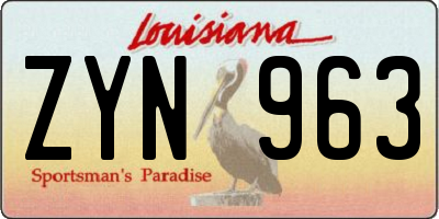 LA license plate ZYN963