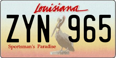 LA license plate ZYN965