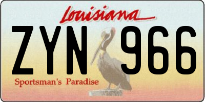 LA license plate ZYN966