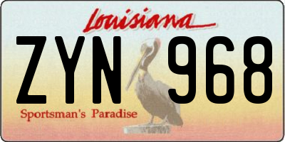 LA license plate ZYN968