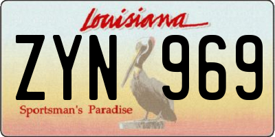LA license plate ZYN969