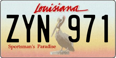 LA license plate ZYN971