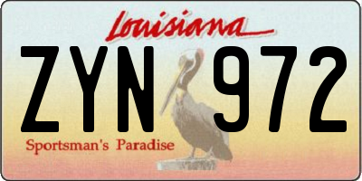 LA license plate ZYN972
