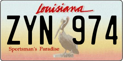 LA license plate ZYN974
