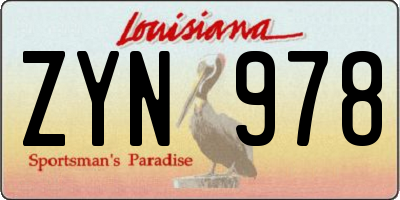 LA license plate ZYN978
