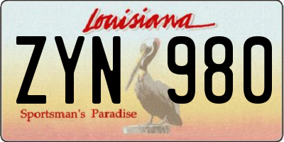 LA license plate ZYN980