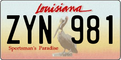 LA license plate ZYN981