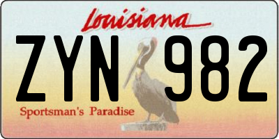 LA license plate ZYN982