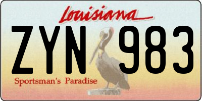 LA license plate ZYN983