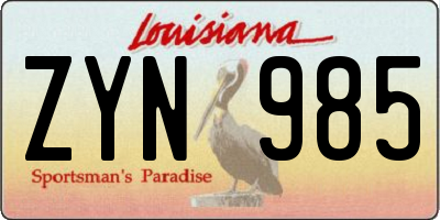 LA license plate ZYN985