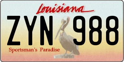LA license plate ZYN988