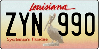 LA license plate ZYN990