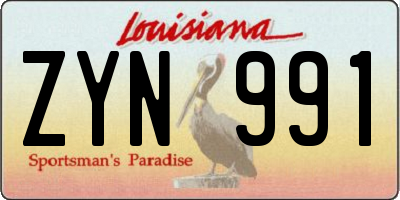 LA license plate ZYN991