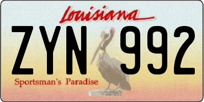 LA license plate ZYN992