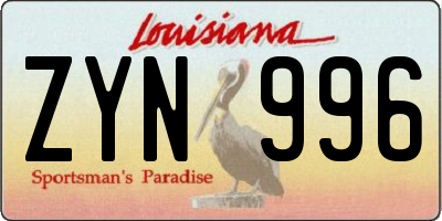 LA license plate ZYN996
