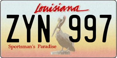 LA license plate ZYN997