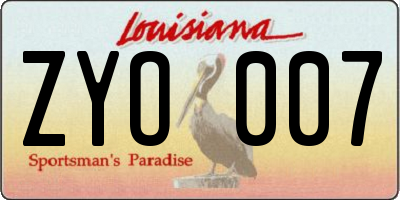 LA license plate ZYO007