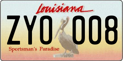 LA license plate ZYO008