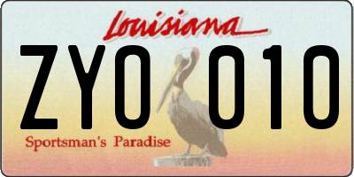 LA license plate ZYO010