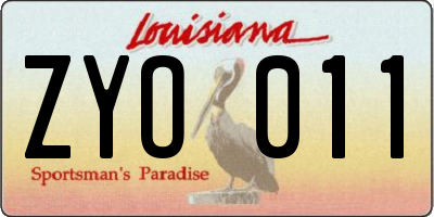 LA license plate ZYO011