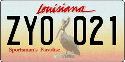LA license plate ZYO021