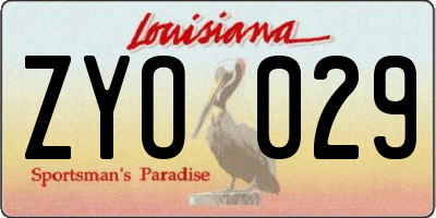 LA license plate ZYO029