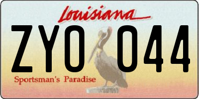 LA license plate ZYO044