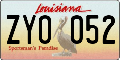 LA license plate ZYO052