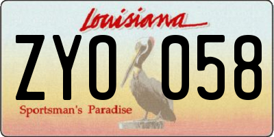 LA license plate ZYO058