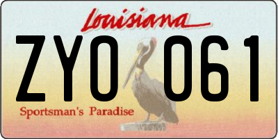 LA license plate ZYO061