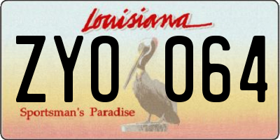 LA license plate ZYO064