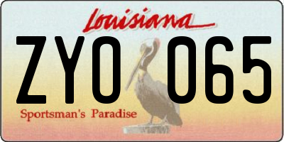 LA license plate ZYO065