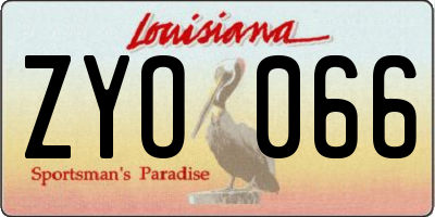 LA license plate ZYO066