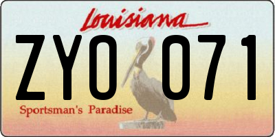 LA license plate ZYO071