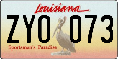 LA license plate ZYO073