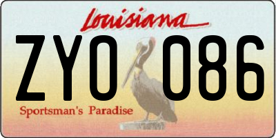 LA license plate ZYO086