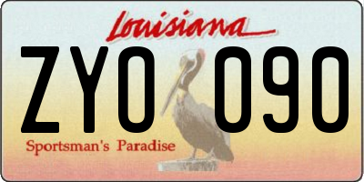 LA license plate ZYO090