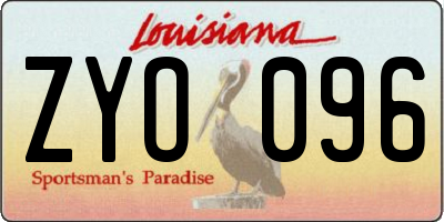 LA license plate ZYO096