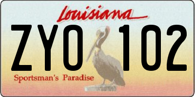 LA license plate ZYO102